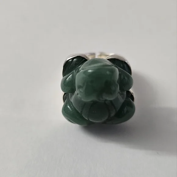Rare Sajen Sterling Silver 925 Jade Frog Ring - Picture 6 of 12